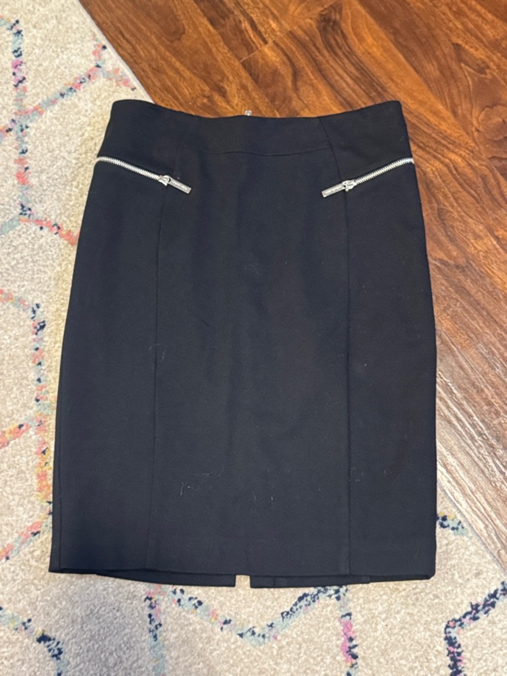 Black Pencil Skirt with Zip Pocket Detail - Women's Skirt sz 10